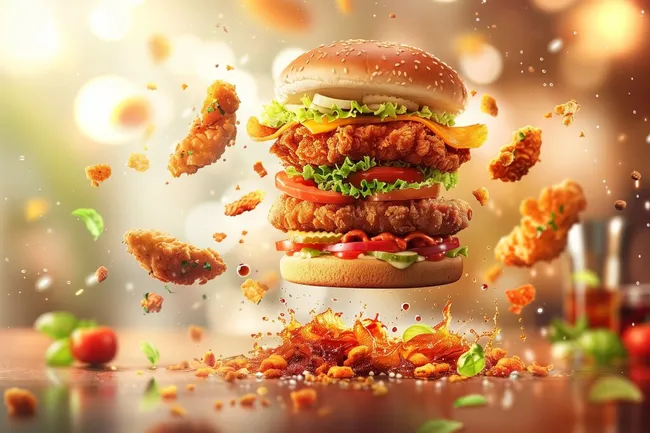 Appetitliches Fastfood-Gericht mit knusprigem Hähnchen