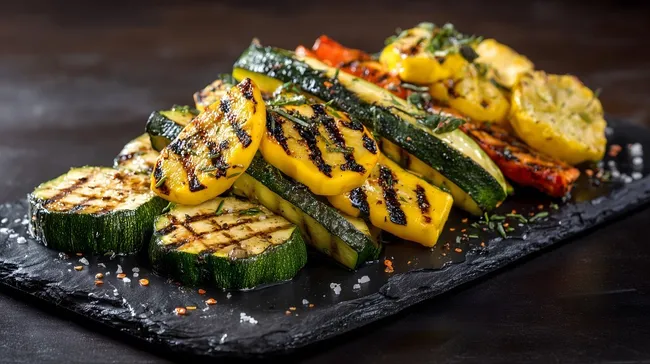 Appetitliches Grillgemüse auf rustikaler Schieferplatte