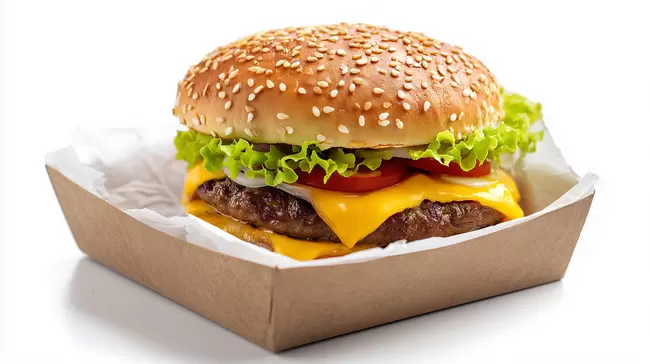 Appetitliches Hamburger-Gericht mit Käse und Salat