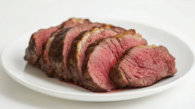 Appetitliches Rinderfilet auf weißem Teller