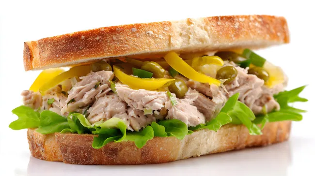 Appetitliches Thunfisch-Sandwich mit Gemüse