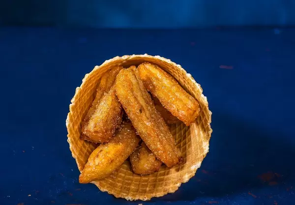 Appetizing fried golden Belgian waffle