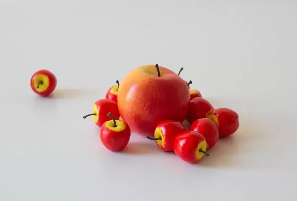 Apples on white table