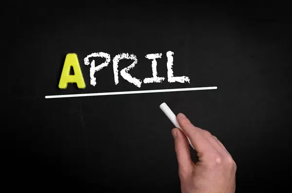 April text on blackboard