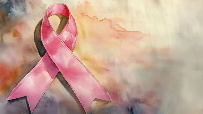 Aquarell-Illustration mit rosa Brustkrebs-Schleife