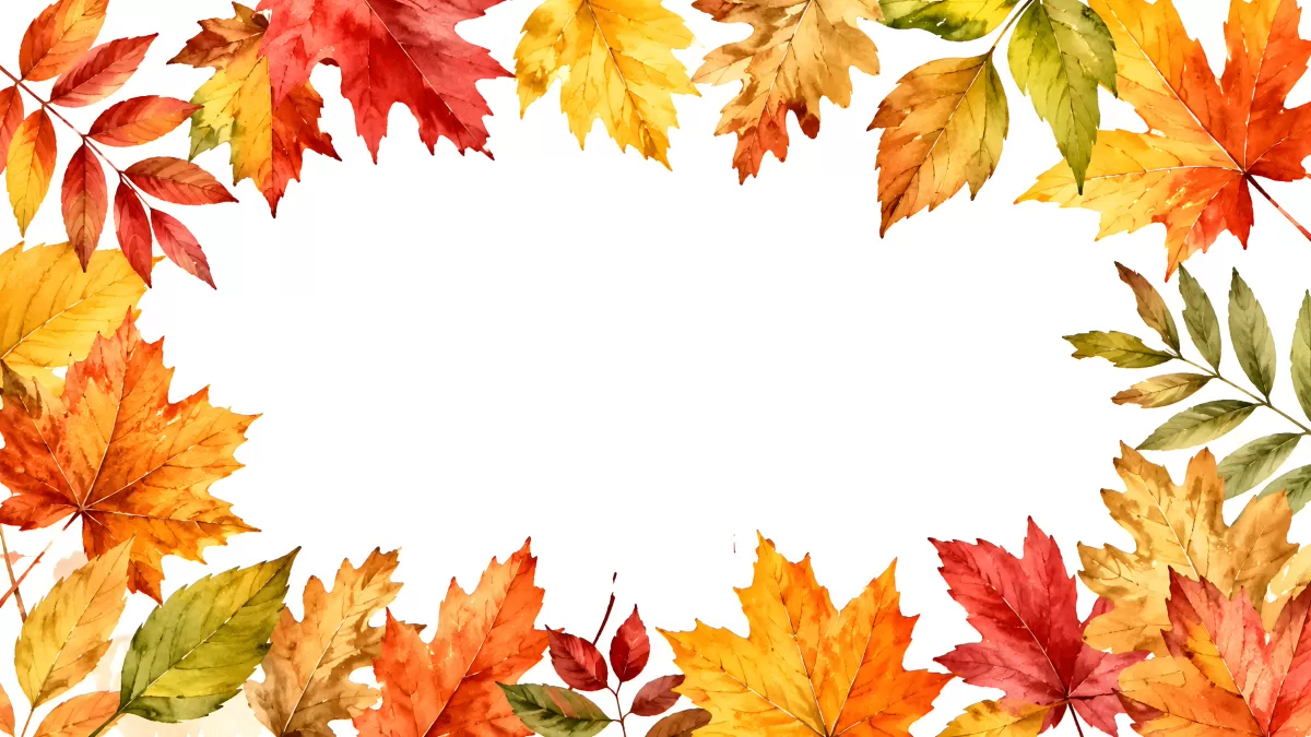 Aquarell-Rahmen mit bunten Herbstblättern auf Weiß