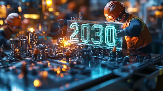 Arbeiter baut die Zukunft: Technologisches Fortschrittskonzept