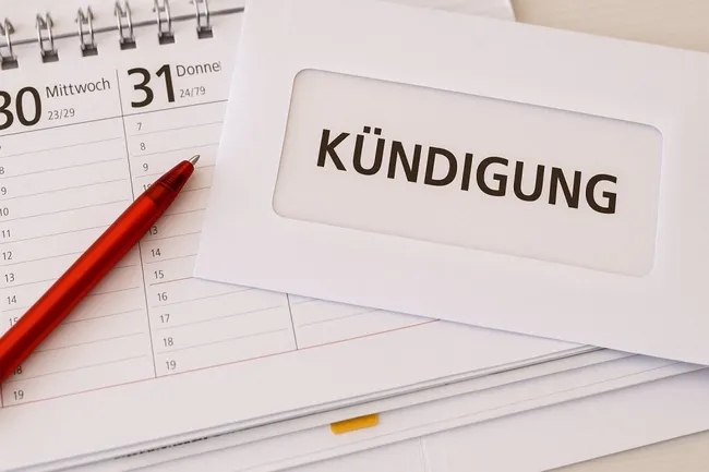 Arbeitskündigung auf Monatskalender mit Stift