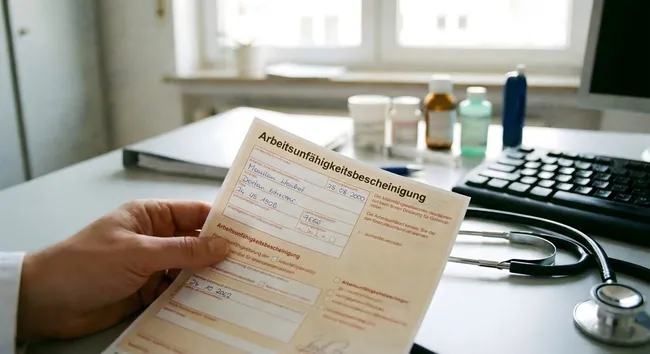 Arbeitsunfähigkeitsbescheinigung für Krankmeldung beim Arbeitgeber