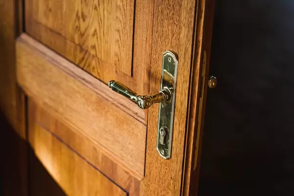 Architectural Detail Of A Vintage Brass Door Handle