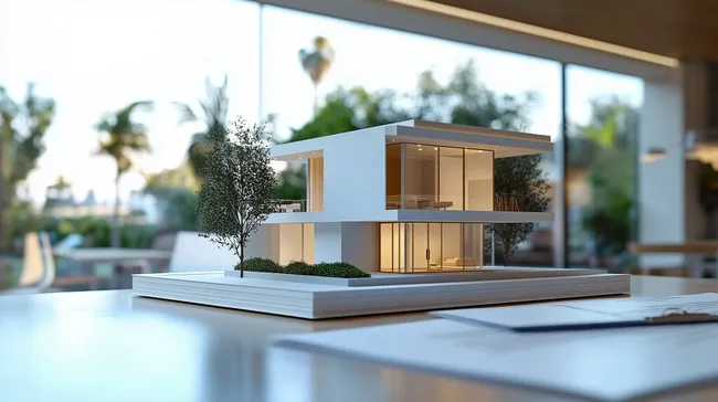 Architekturmodell eines modernen Wohnhauses