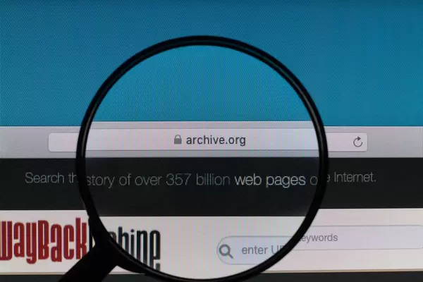 Archive.org website under magnifying glass