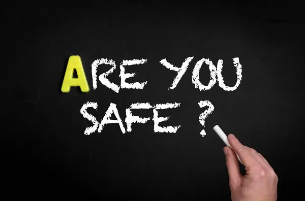 Are you safe text on blackboard