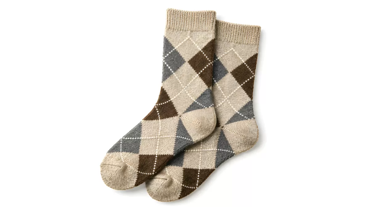 Argyle-Socken in Beige, Braun und Grau – klassisch