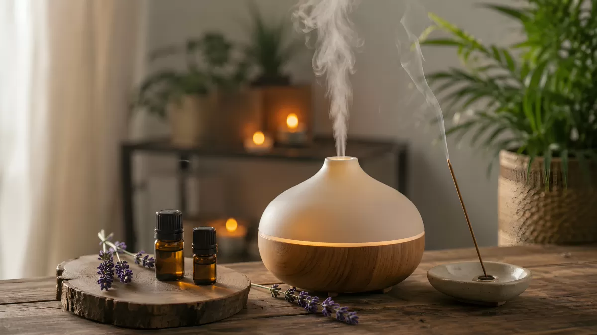 Aromadiffuser mit Lavendel und ätherischen Ölen
