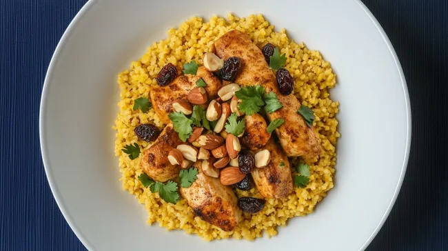 Aromaterischer Bulgur-Teller mit gegrilltem Hähnchen