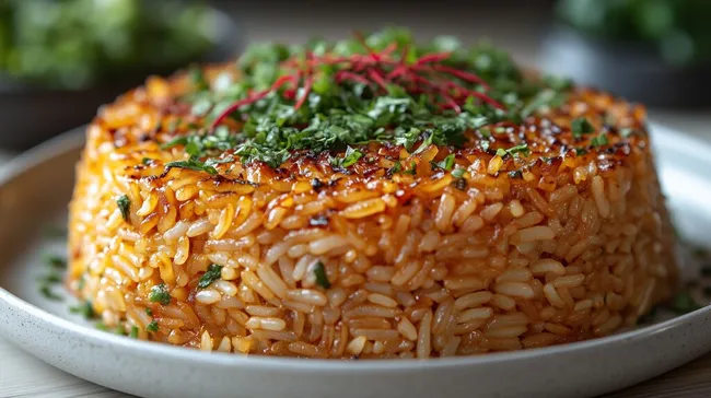 Aromatischer persischer Reis mit knuspriger Kruste