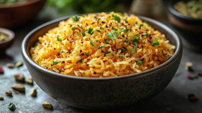 Aromatischer Safranreis mit Kräutern und Gewürzen