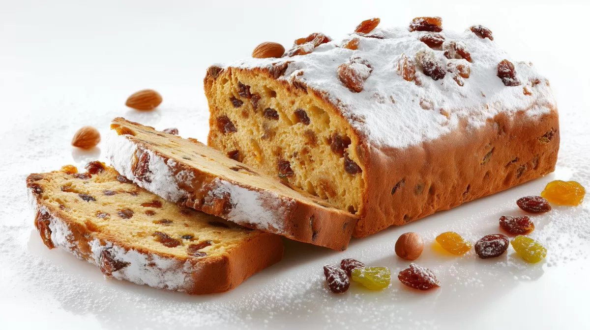 Aromatisches Adventsbrot mit Rosinen & Puderzucker