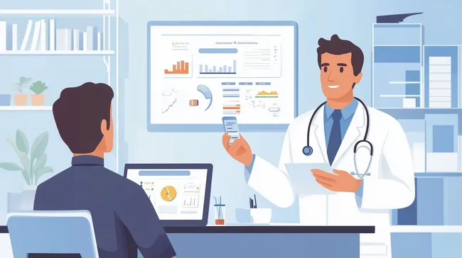 Arzt berät Patienten zu Diabetes-Management in Klinik