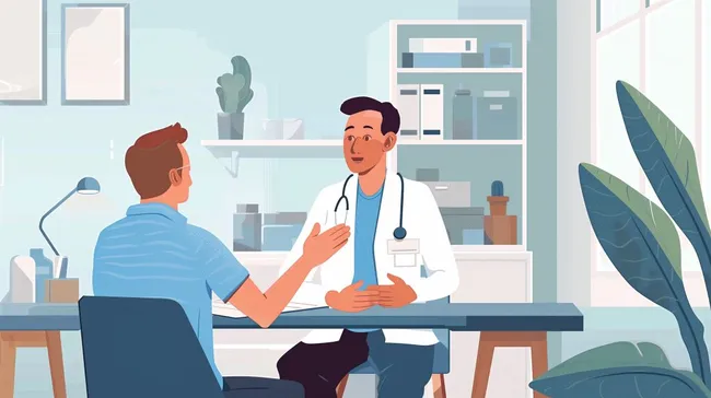 Arzt berät Patienten zu gesunder Ernährung