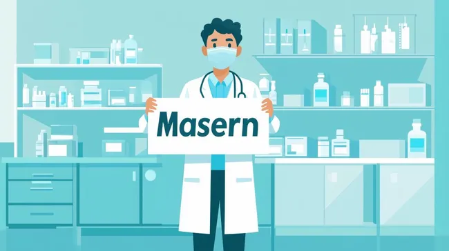 Arzt hält Schild mit Masern-Aufschrift in medizinischer Klinik