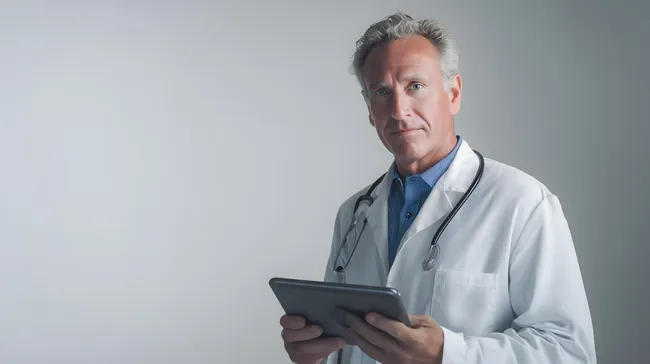 Arzt mit Tablet zur Behandlung von Patienten