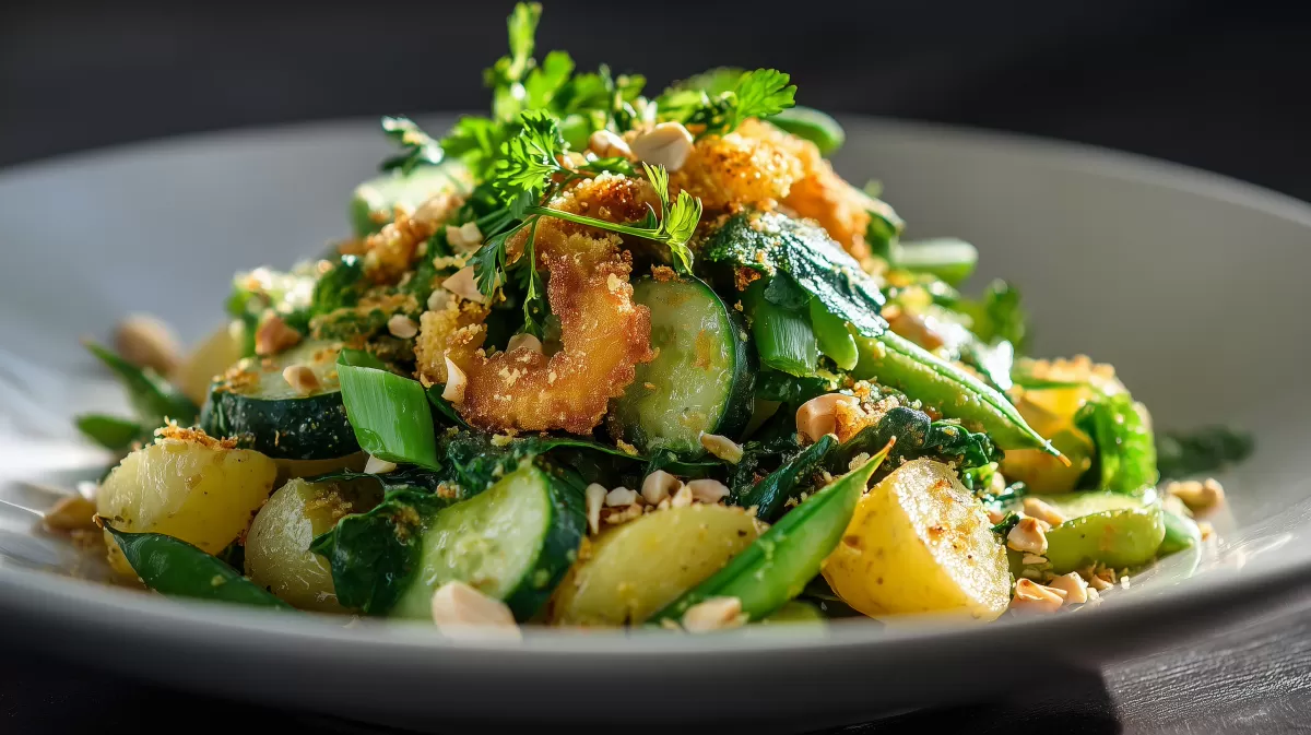 Asia Kartoffelsalat mit Zucchini und Erdnüssen