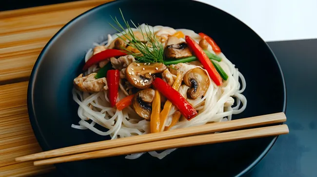 Asiatische Nudeln mit Huhn und Gemüse