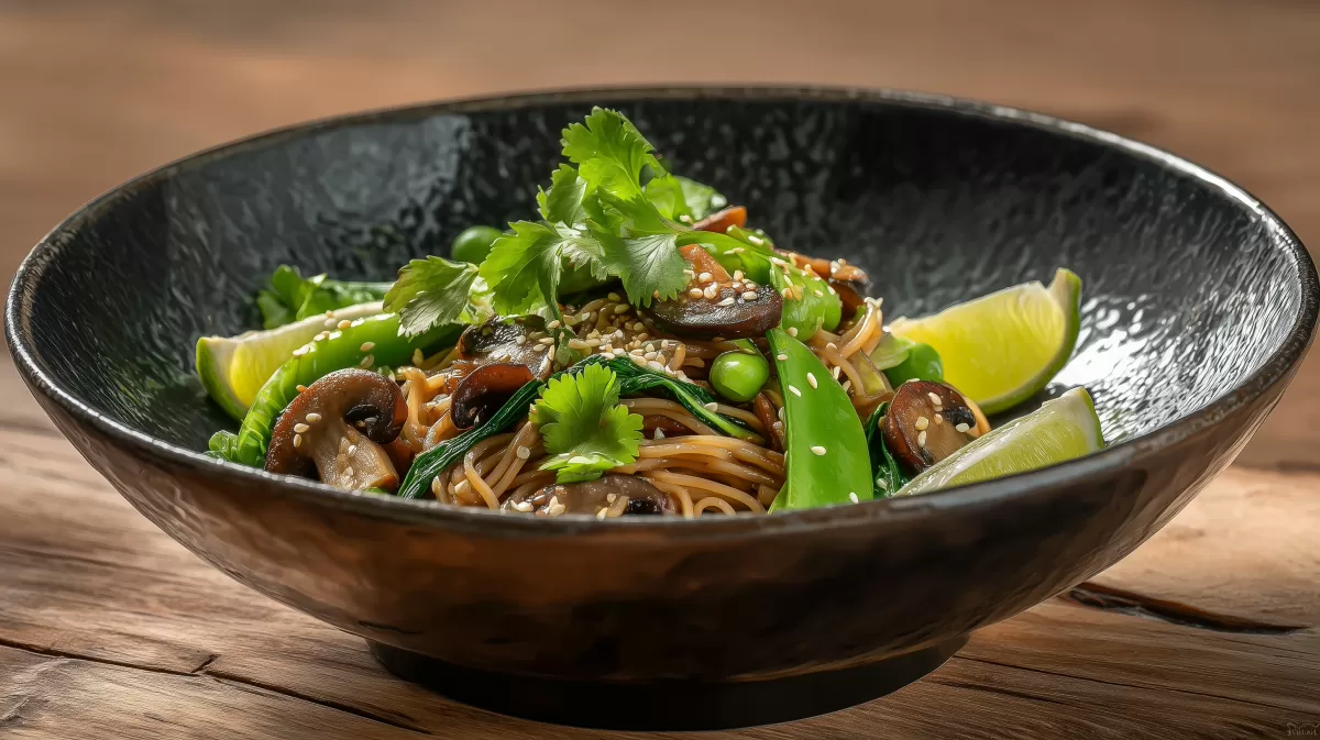Asiatische One-Pot-Nudeln mit Pak Choi & Erbsen