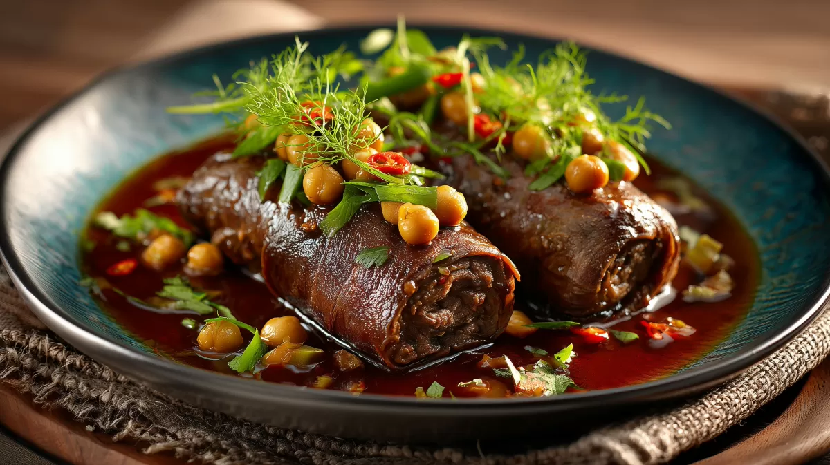 Asiatische Rinderrouladen mit Kichererbsen-Soße