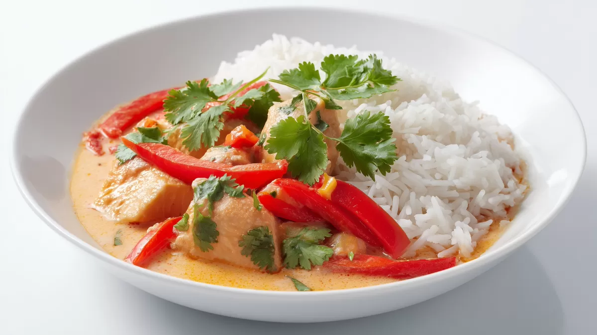 Asiatisches Rotbarsch Curry mit Kokos und Reis