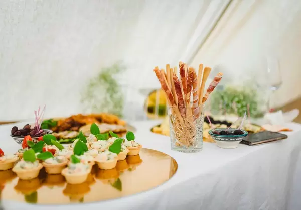 Asorti Of Canape Snacks And Bread Sticks