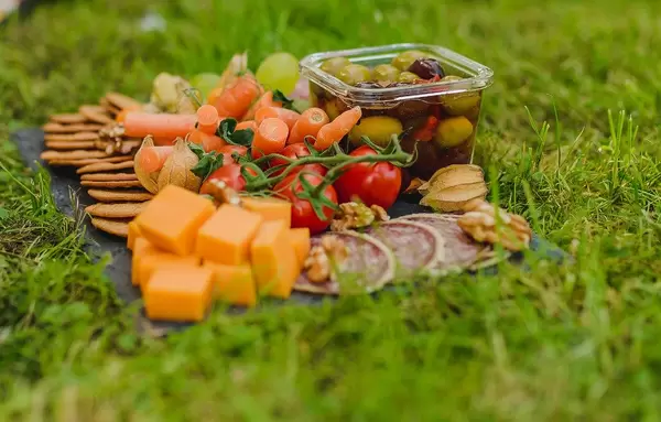 Asorti of Cheese, Tomatoes, Salami, Carrots And Olives