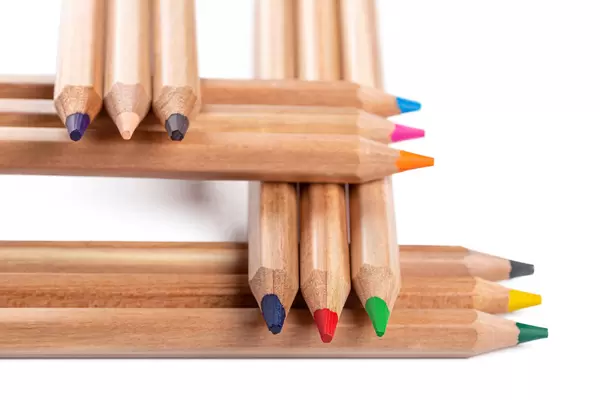 Assortment of colored wooden pencils