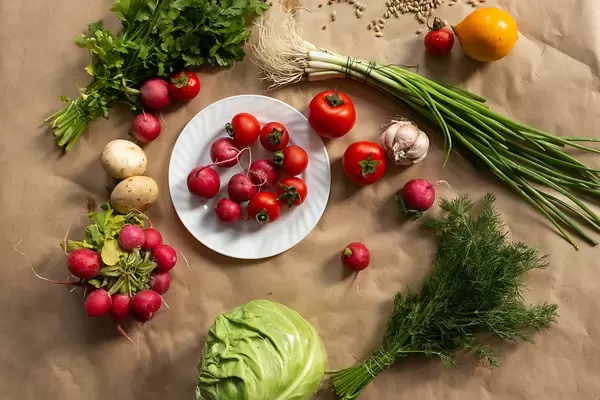 Assortment of healthy fresh vegetables background (Flip 2019)