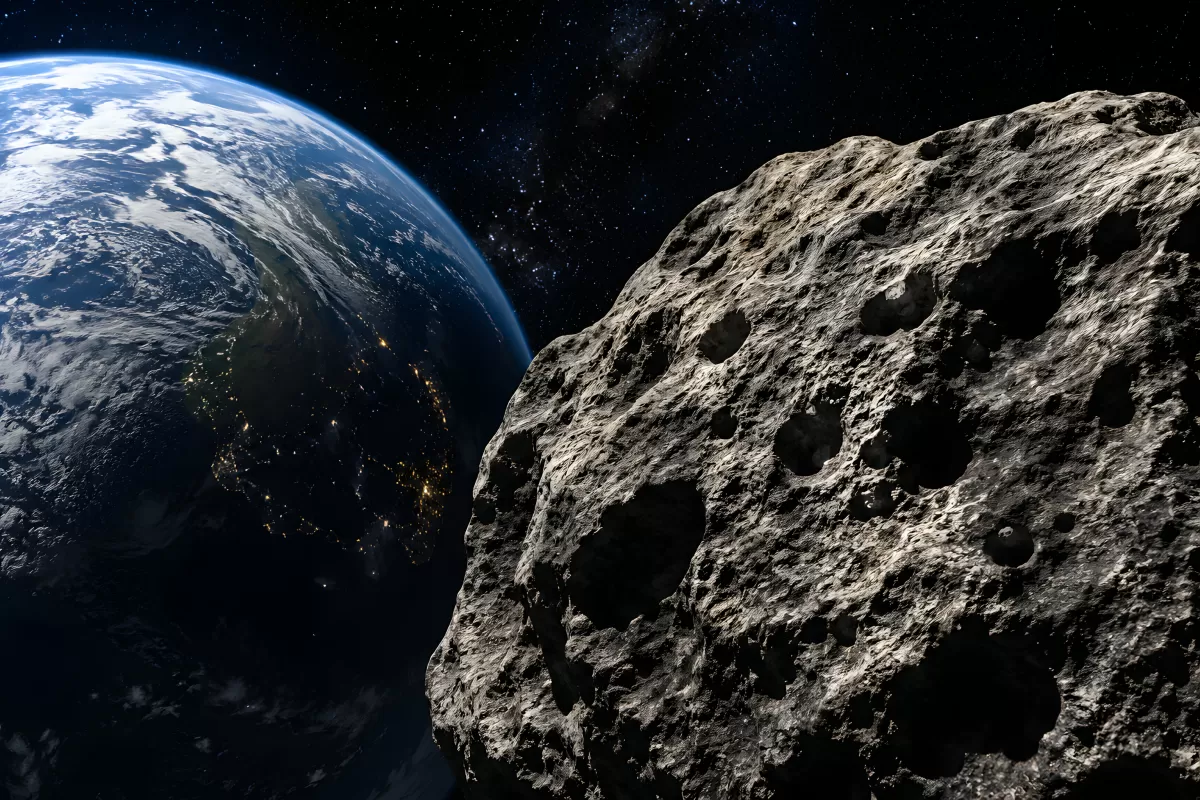 Asteroid bewegt sich im Weltall auf Erde zu