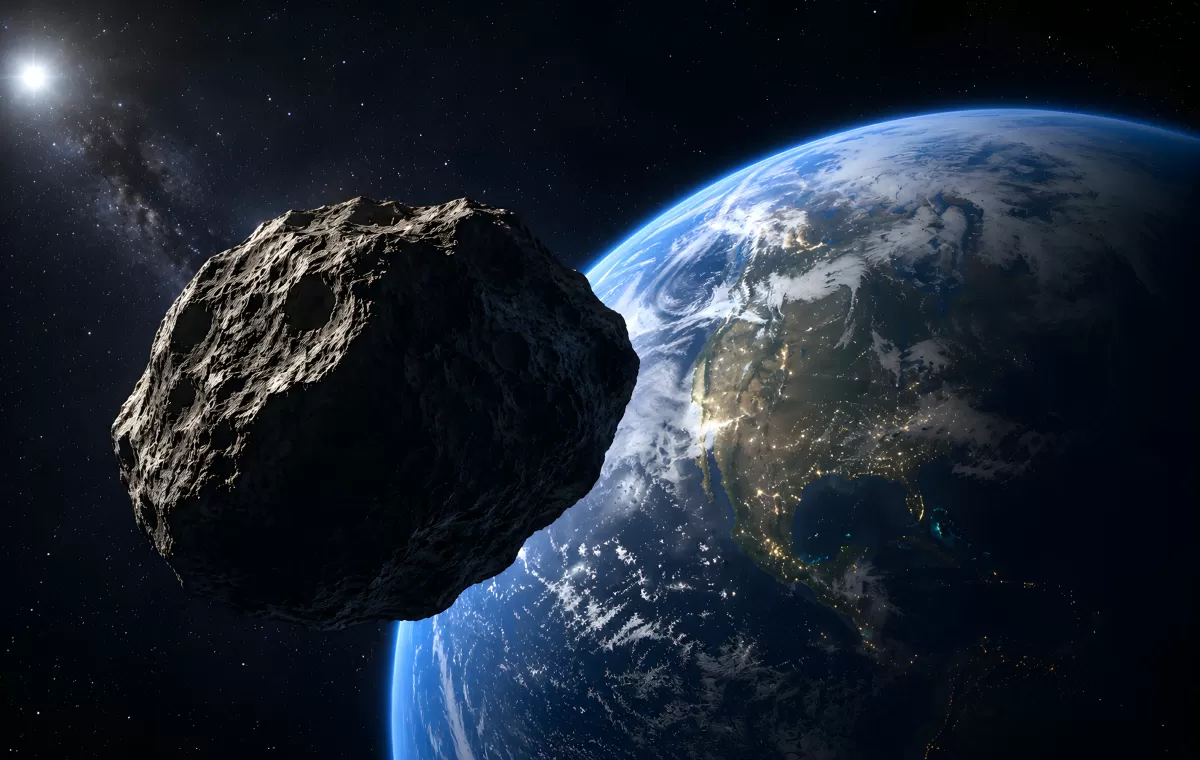 Asteroid nähert sich der Erde im Weltall