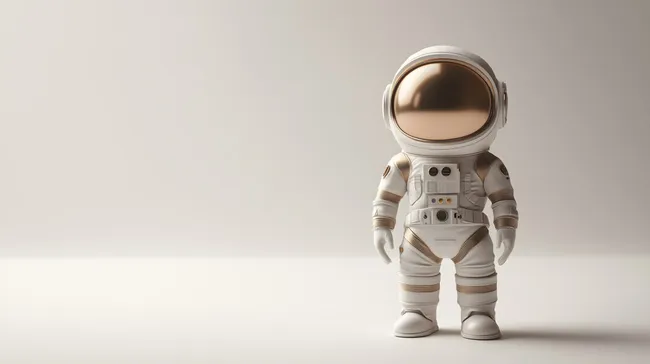 Astronaut in weißem Raumanzug - Futuristisches Stockfoto