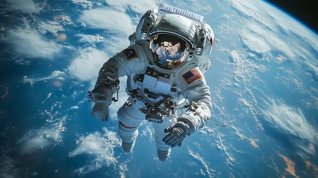 Astronaut schwebt über der Erde