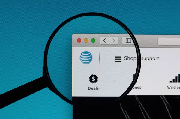 AT&T logo under magnifying glass
