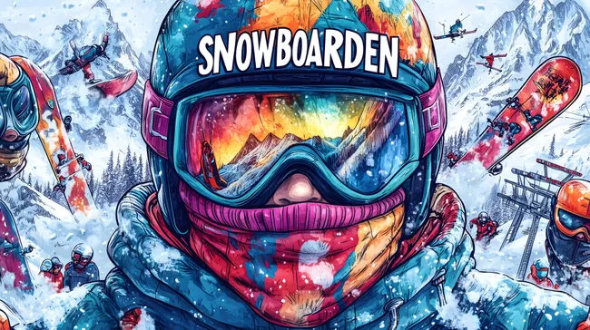 Atemberaubende Snowboard-Illustration mit Winterlandschaft