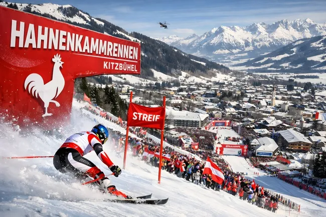 Atemberaubende Winterlandschaft Kitzbühel Hahnenkammrennen