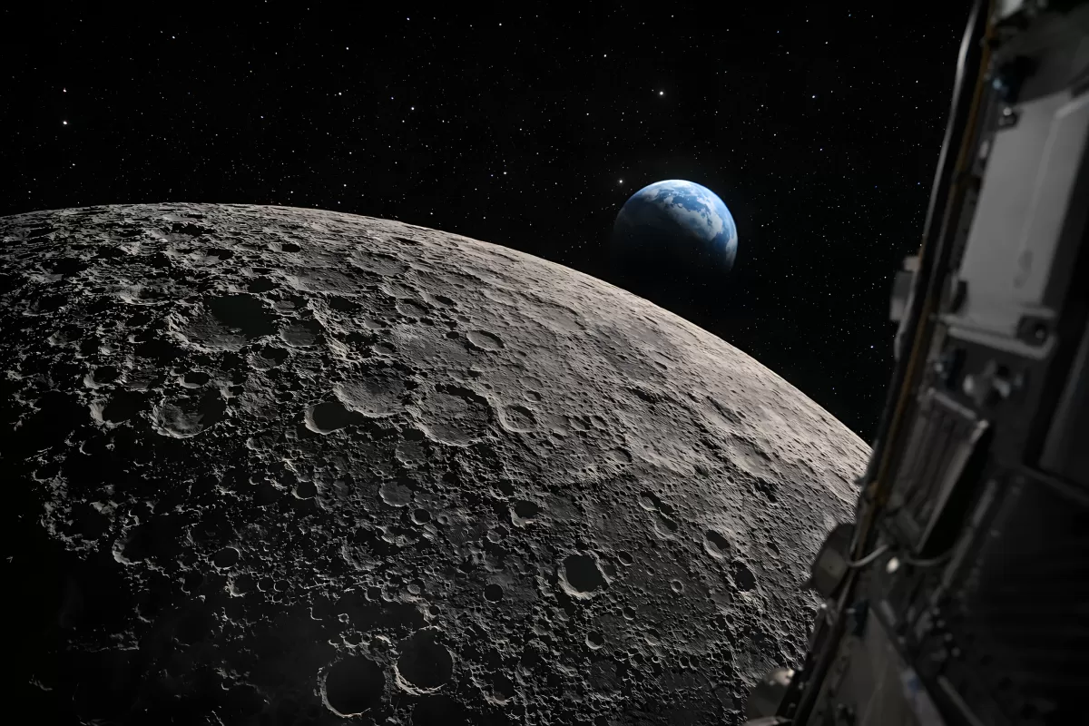 Atemberaubender Blick auf den Mond vom Weltraum aus