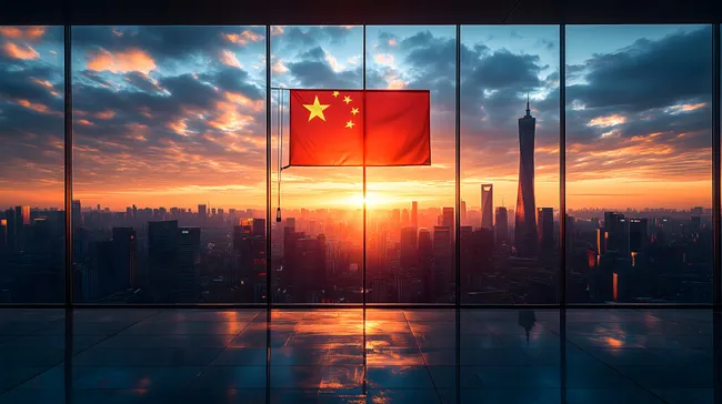 Atemberaubender Sonnenuntergang über chinesischer Metropole