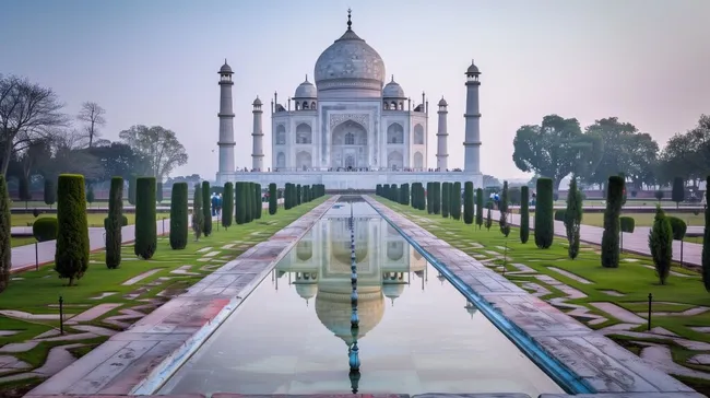 Atemberaubender Taj Mahal bei Sonnenaufgang
