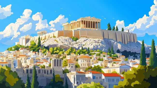 Athenische Akropolis vor blauem Himmel
