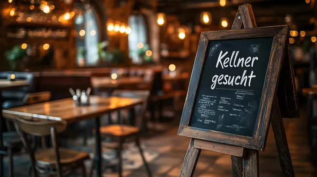 Atmosphärisches Gaststätten-Ambiente mit Kellnersuche