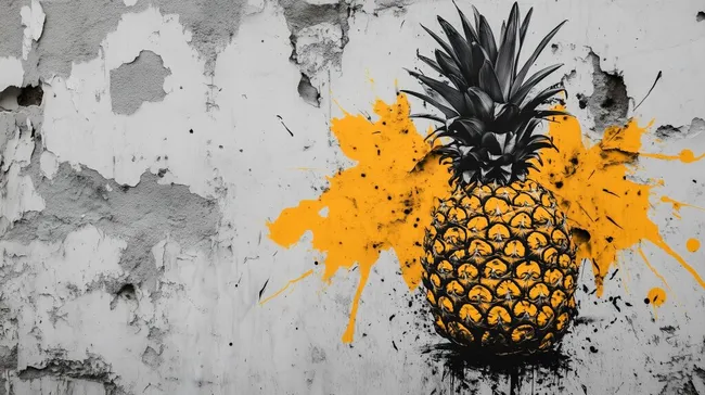 Auffälliges Ananasmotiv mit Graffiti-Kunst