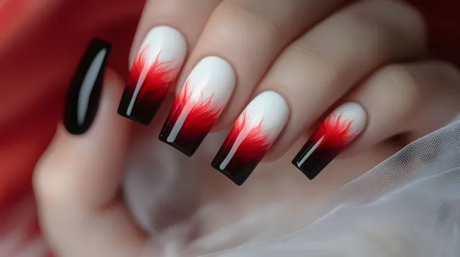 Auffälliges Nagel-Design in Schwarz und Rot